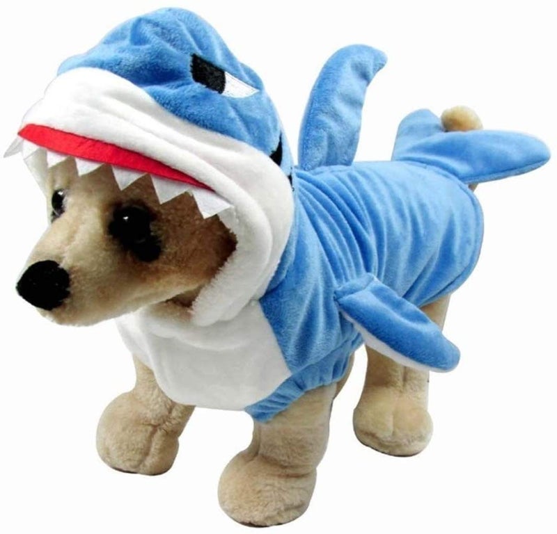 Mogoko Funny Dog Cat Shark Costumes, Pet Halloween Christmas Cosplay Dress, Large Pet Shark Costume, Animal Fleece Hoodie Warm Outfits Clothes (5XL Size) - Image 1